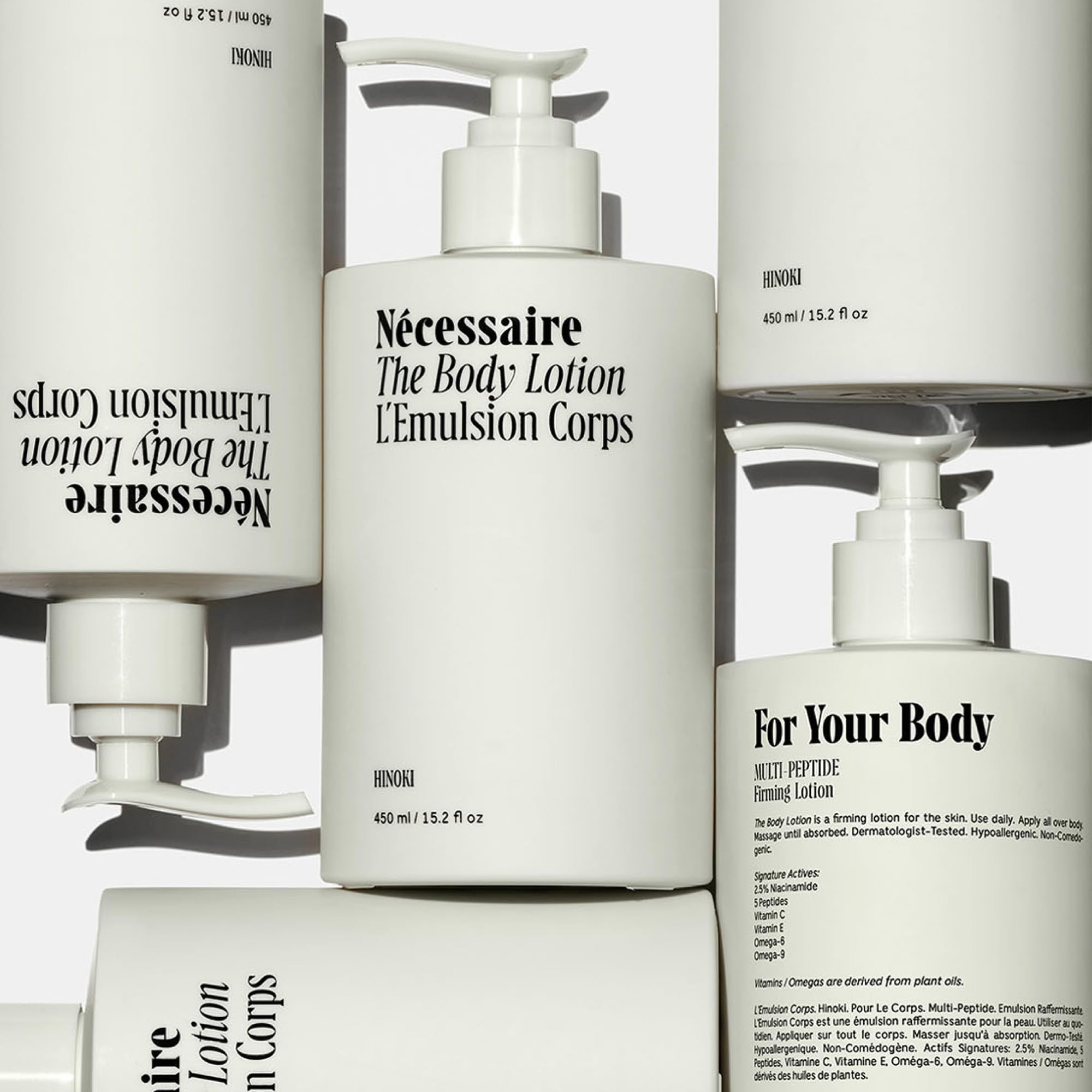 Hinoki fragrance notes with basil, magnolia, vetiver signal a fresh scent.