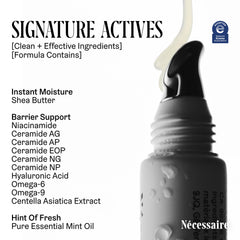 Hyaluronic acid hydration in Nécessaire lip balm for softer lips.