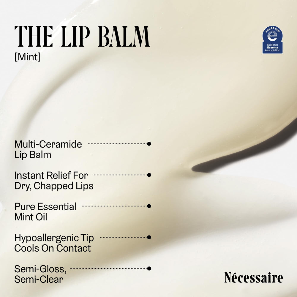 Nécessaire lip balm with niacinamide and ceramides for smoother lips.