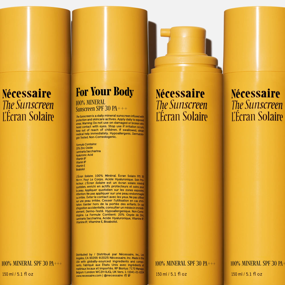 Nécessaire sunscreen cream texture indicating a non-greasy glide.