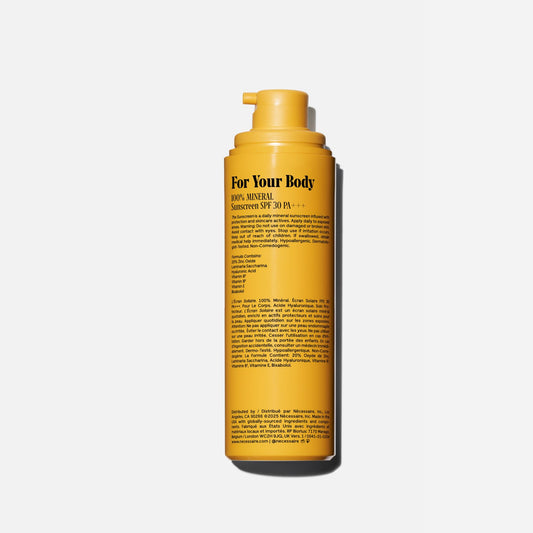 Nécessaire mineral sunscreen pump for easy application and smooth feel.