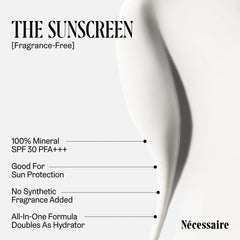 Nécessaire zinc-oxide coverage highlighting 20% non-nano zinc oxide protection.