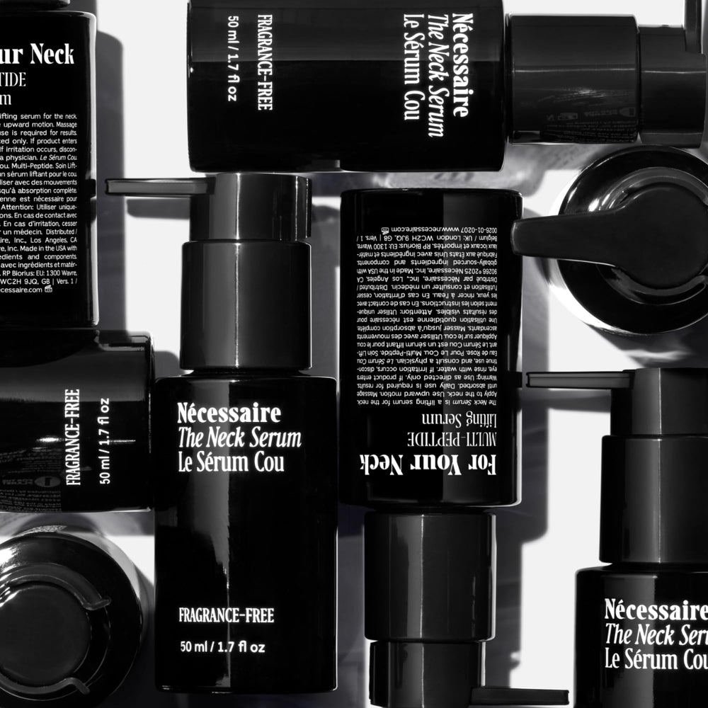 Nécessaire neck serum with niacinamide and rosewater for balanced hydration.