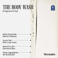 Nécessaire niacinamide ceramides bottle emphasizing barrier-supporting skincare benefits.
