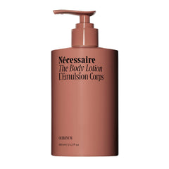 Front view of Nécessaire Olibanum body lotion bottle showing brand and hydration focus.