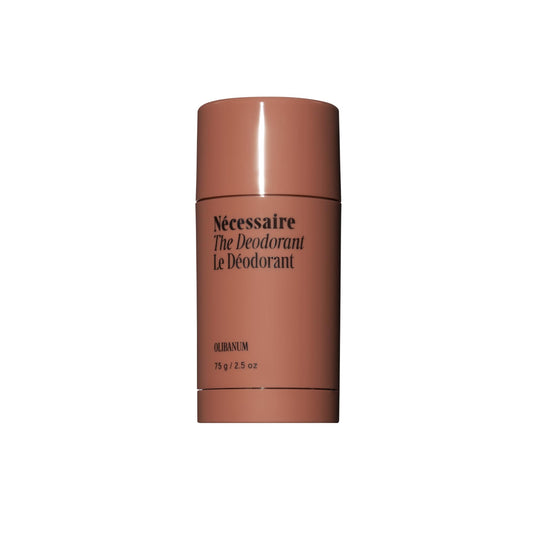 Nécessaire Olibanum deodorant bottle closeup for aluminum-free protection.