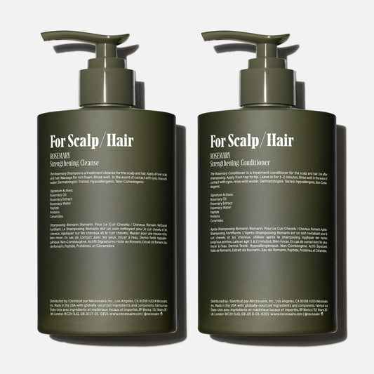 Nécessaire Rosemary Conditioner bottle shows detangling-friendly texture and softening formula.
