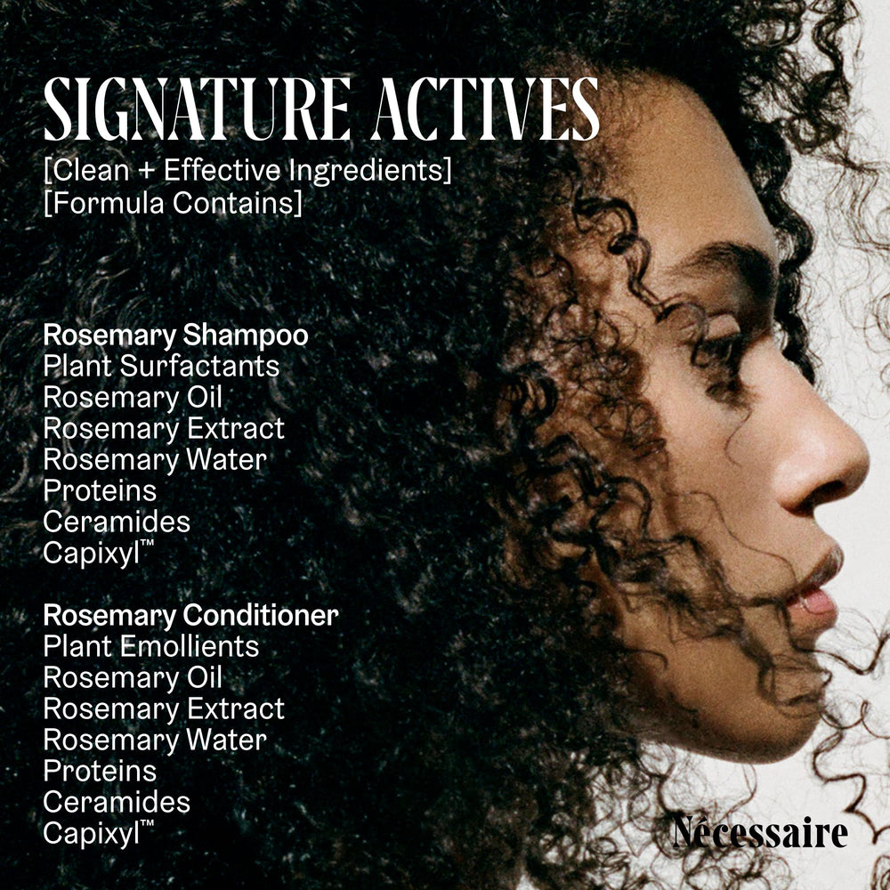Nécessaire Rosemary Hair Duo step 1 application showing shampoo lather