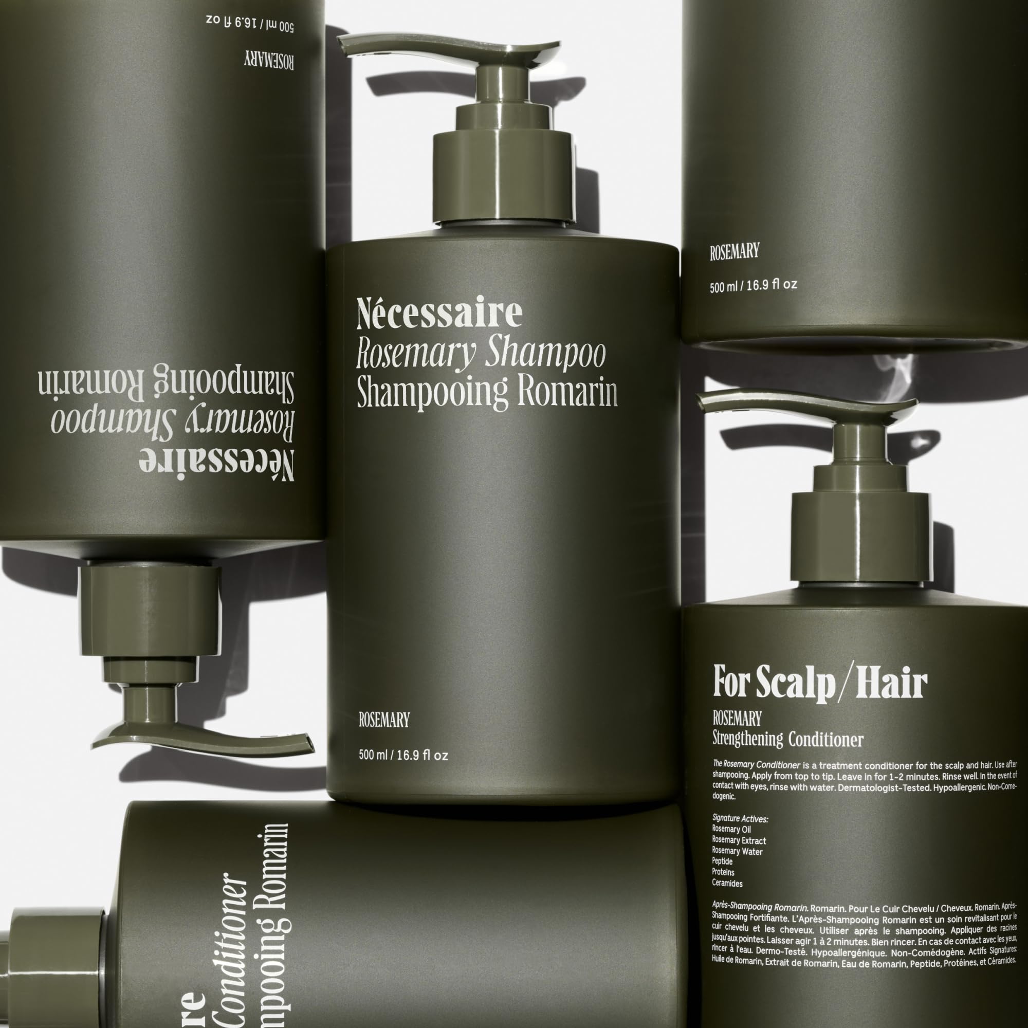 Nécessaire Rosemary Shampoo pump close-up for easy dispensing.