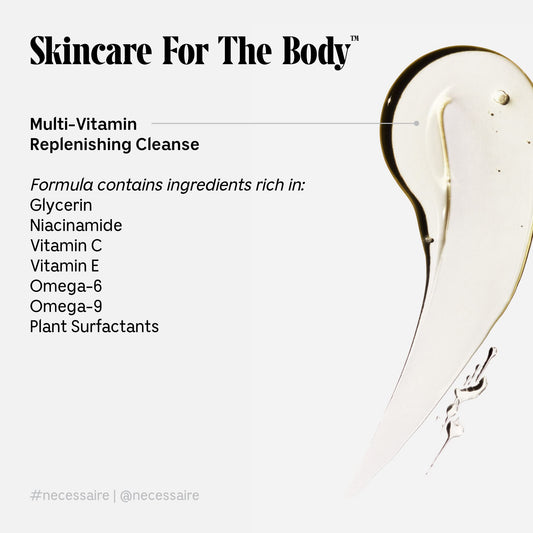 Nécessaire Sandalwood Body Wash gel texture promises gentle cleanse and calm skin