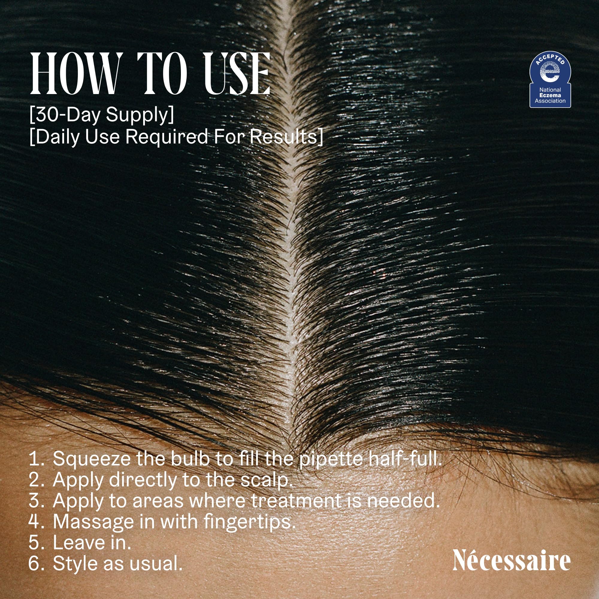 Nécessaire Scalp Serum packaging label, fragrance-free and cruelty-free.