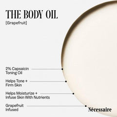 Nécessaire The Body Oil plant oils vitamins visual showcases natural nourishment for skin.