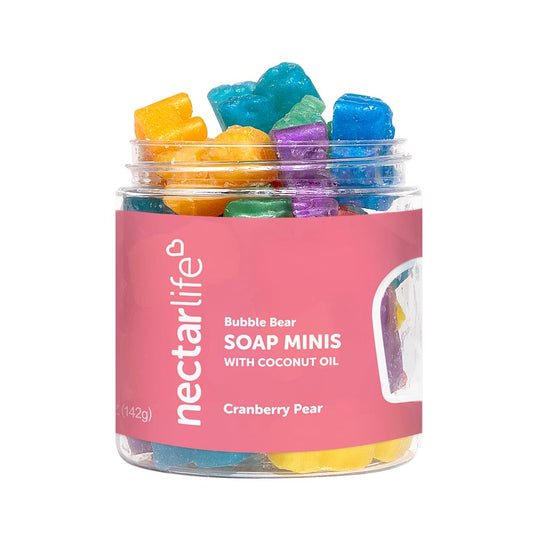 Nectar Bath Treats bear-shaped mini soap jar in bright colors for fun handwashing