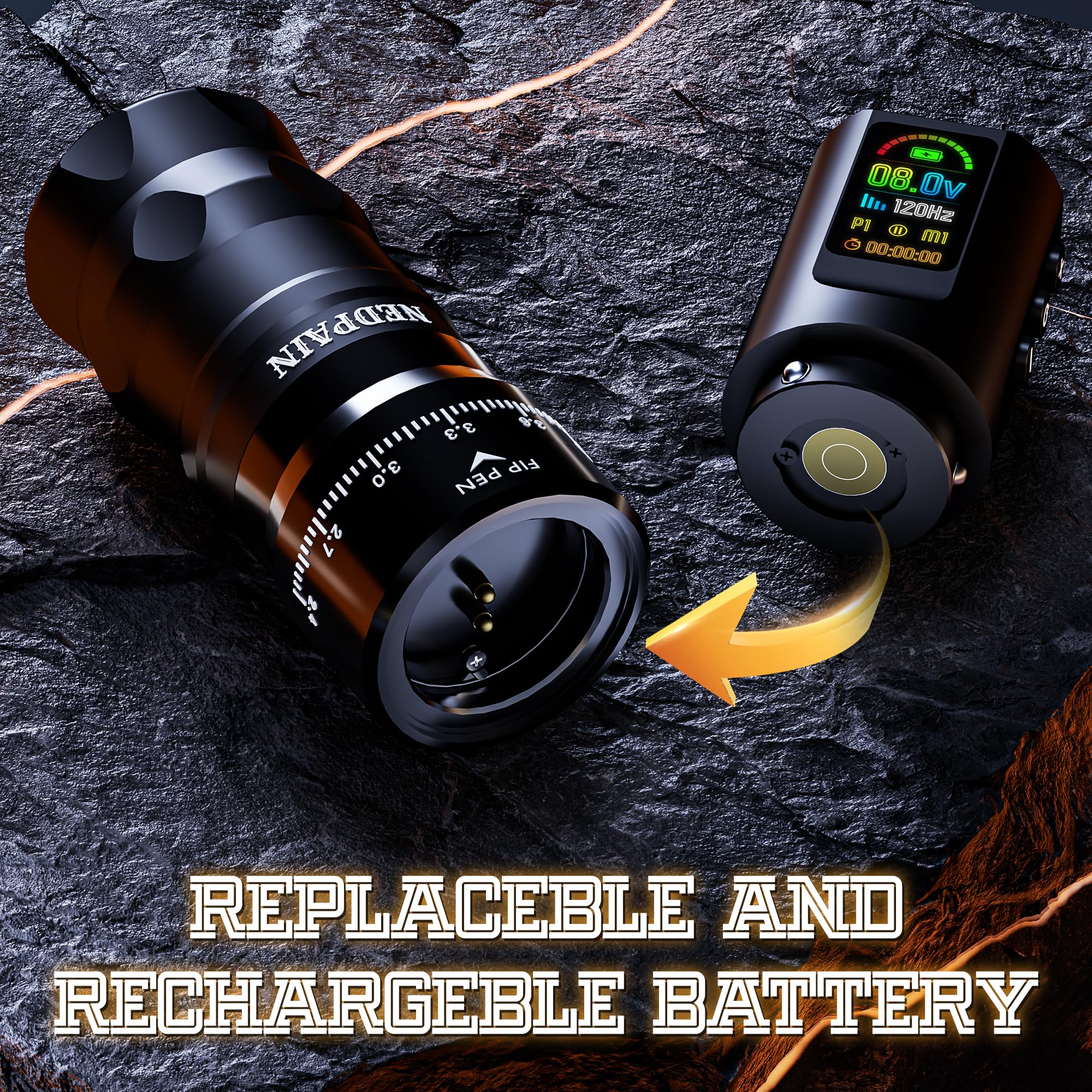 NEDPAIN 1800mAh battery powers extended sessions with quick recharge.