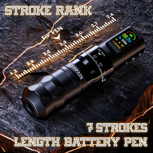NEDPAIN seven-stroke adjustments enable versatile tattoo techniques.