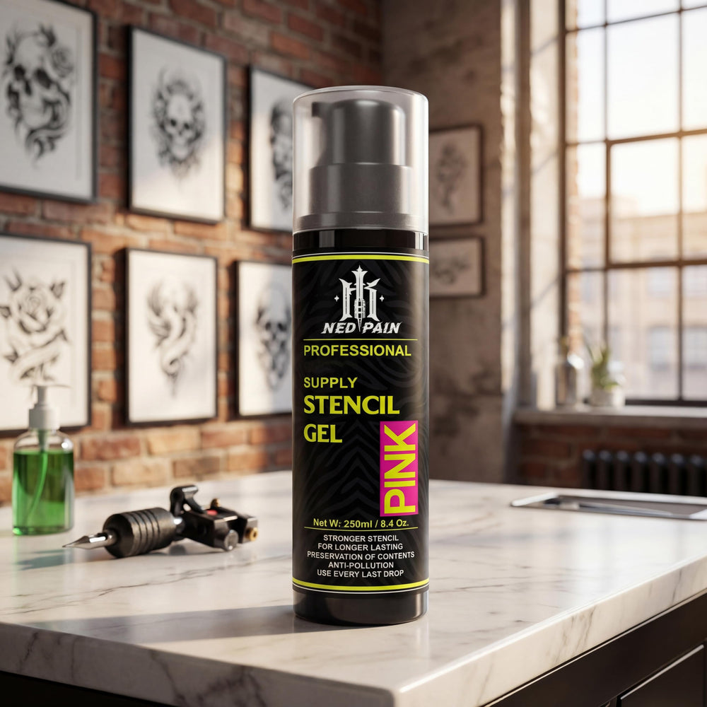 NedPain supports a clean studio workflow from transfer to aftercare prep.