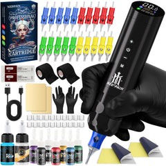 NedPain wireless tattoo pen with tilted OLED screen for ergonomic sessions