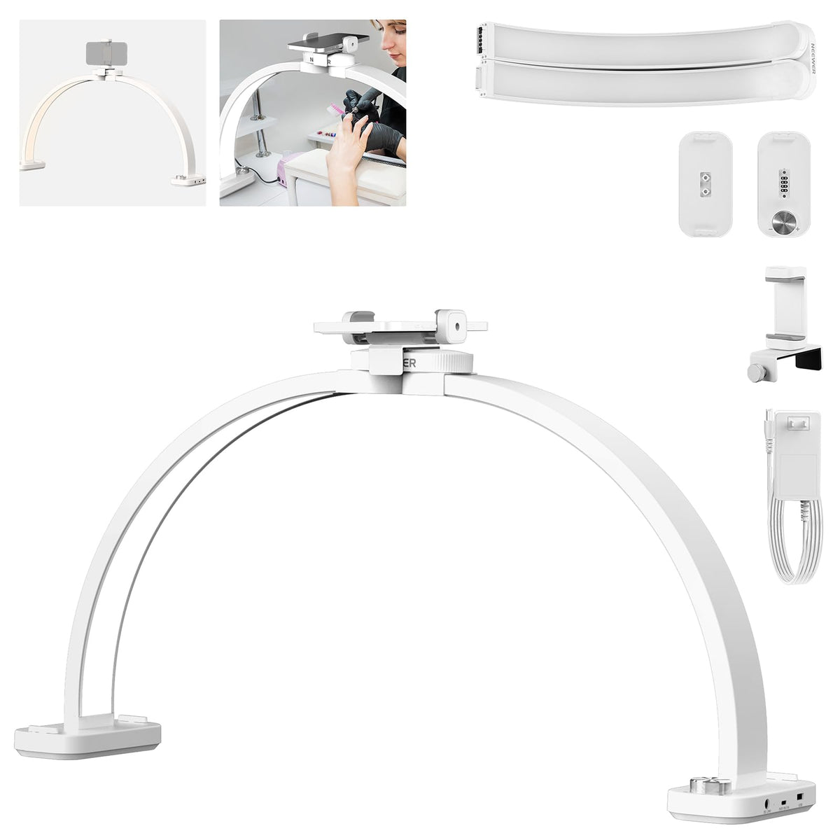 NEEWER Basic HM01-D foldable arc lamp for compact desk nail art lighting