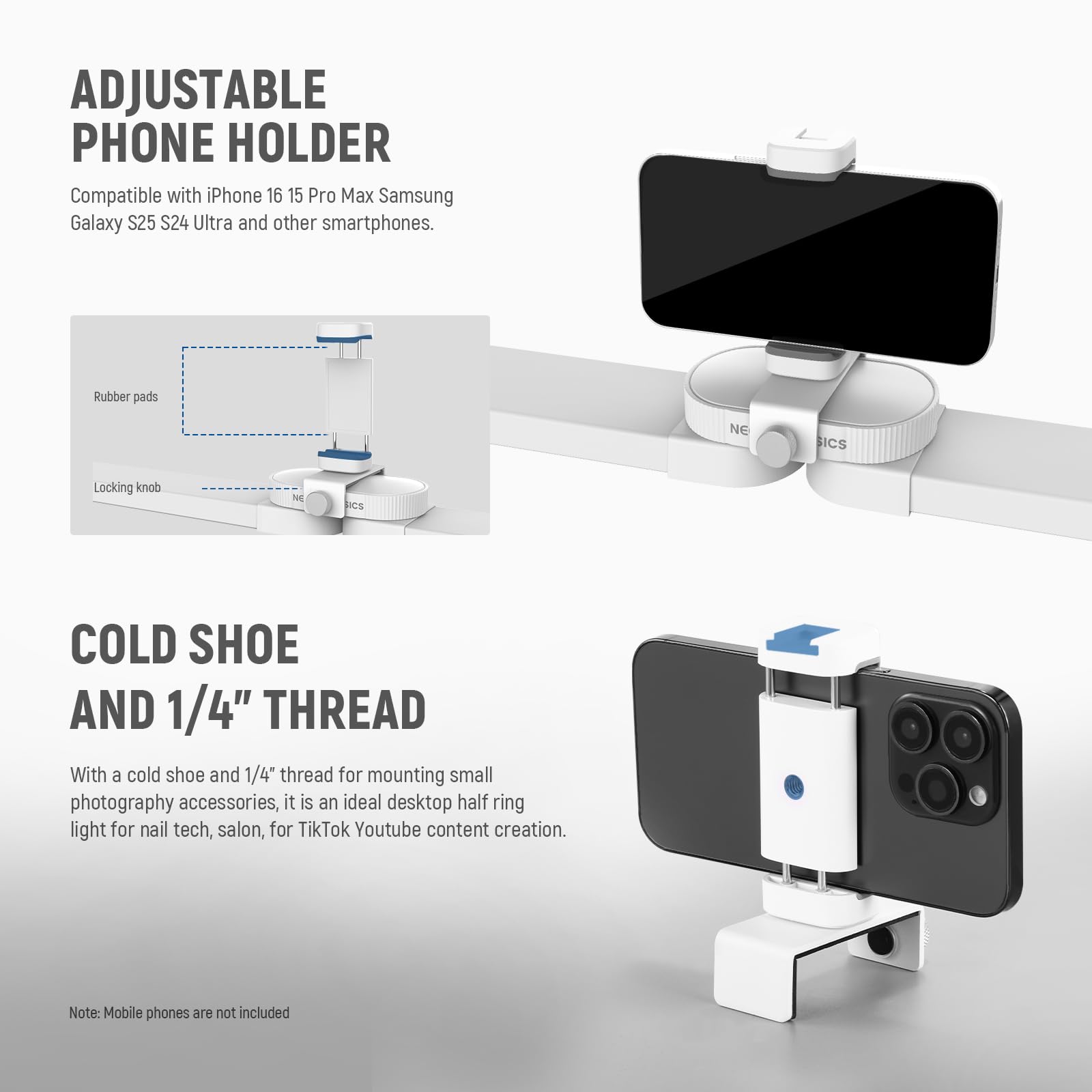 NEEWER Basics 3-color modes offer flexible ambience for makeup and nails.