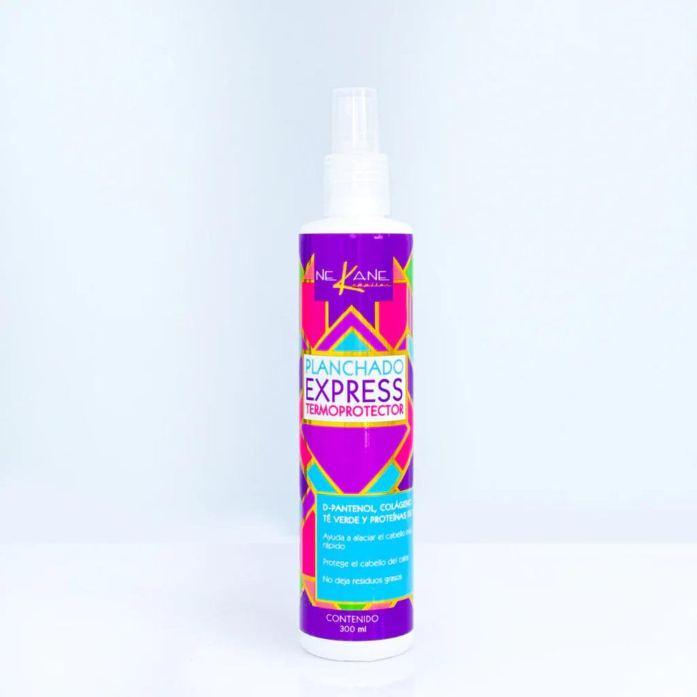 NEKANE Planchado Express heat protector spray bottle ready for styling, protects during heat styling.
