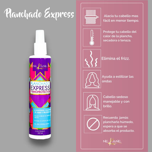 NEKANE Planchado Express spray on hair for smoother styling and frizz reduction.