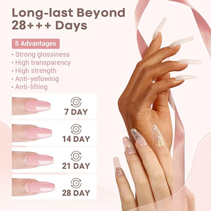Nena's crystal-clear finish nails serve as a flawless base for designs