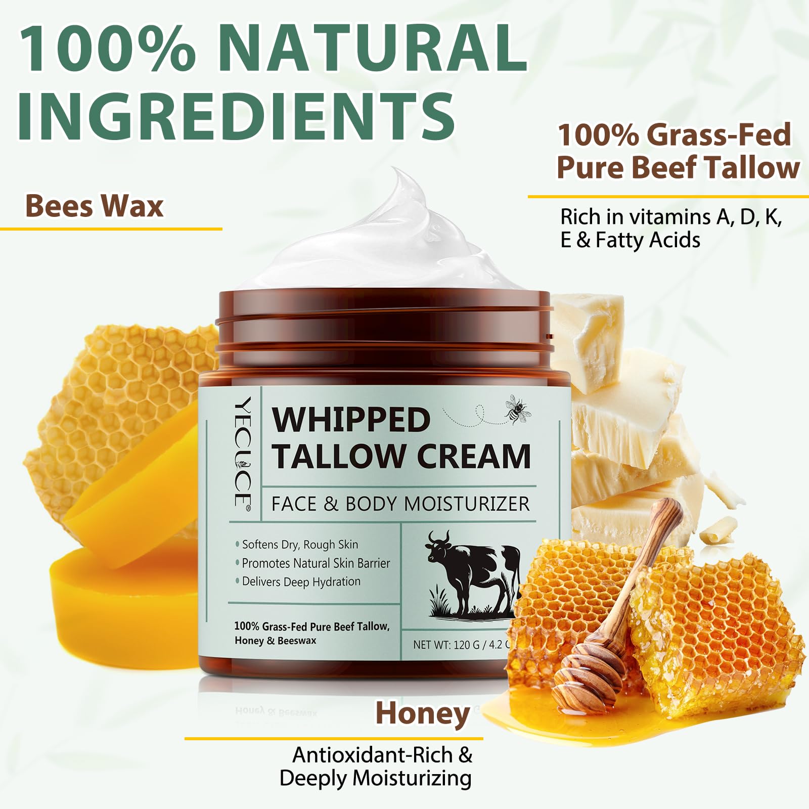 NenMaoKeNu honey beeswax balm tub highlighting nourishing beeswax for face and body.
