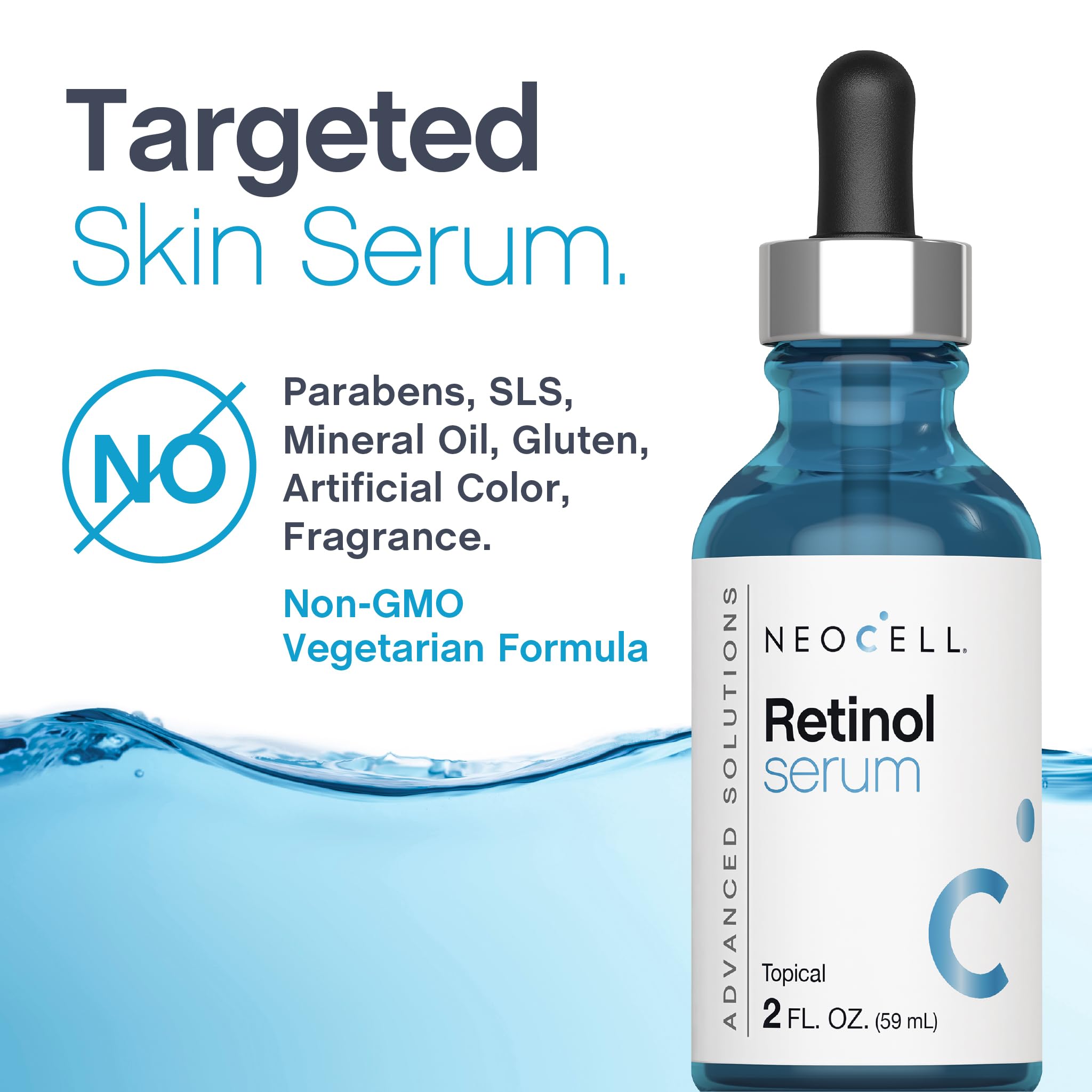 NeoCell retinol serum application step image showing drops
