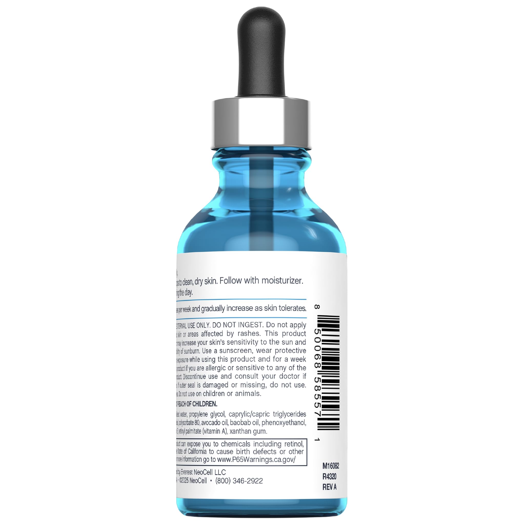 NeoCell retinol serum with avocado oil close-up showing nourishing ingredients