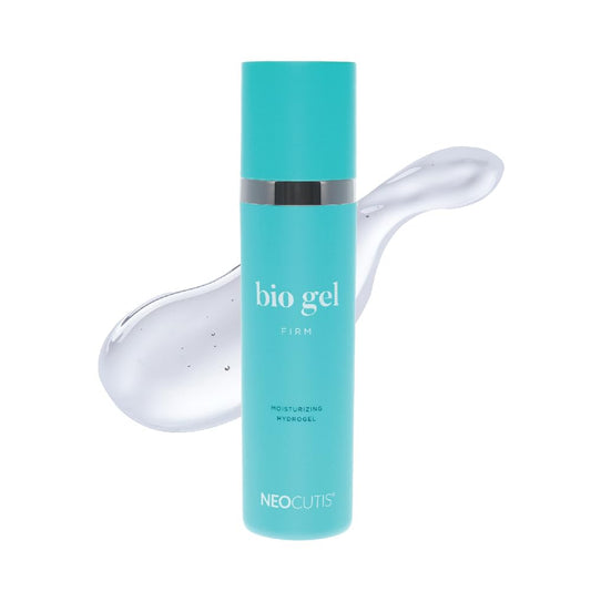 NEOCUTIS Bio Gel Firm bottle closeup showing oil-free hydration for oily skin
