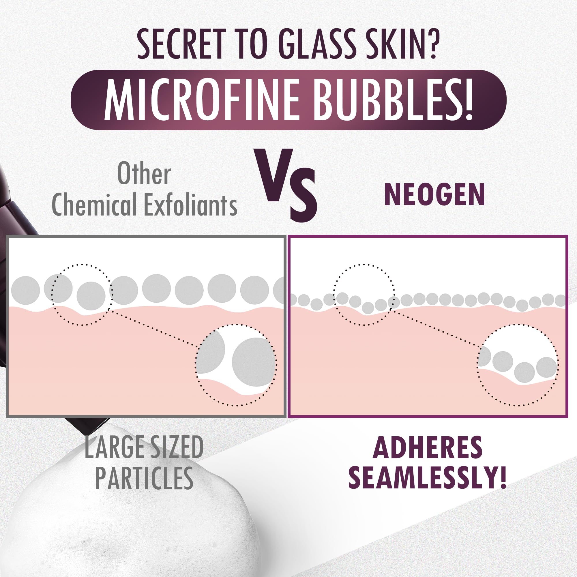 CREAMY foam detail from NEOGEN code9 Mousse indicating gentle exfoliation