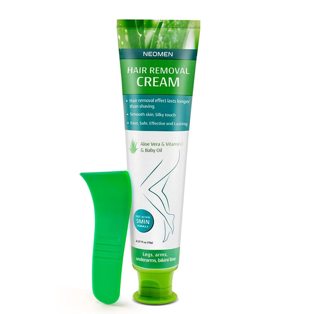 NEOMEN Hair Removal Cream front view shows smooth, hair-free skin after use.