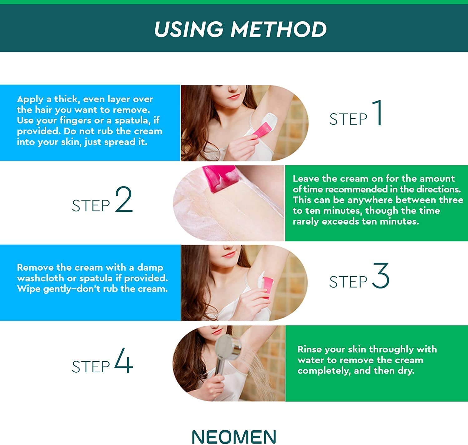 NEOMEN Hair Removal Cream underarms scene for smooth everyday confidence.