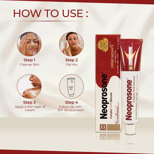 Neoprosone cream texture appears light and smooth for easy application.