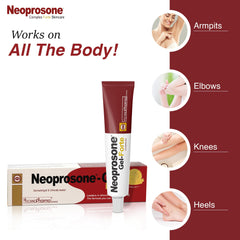 Face and body use visual showing versatile brightening across areas.