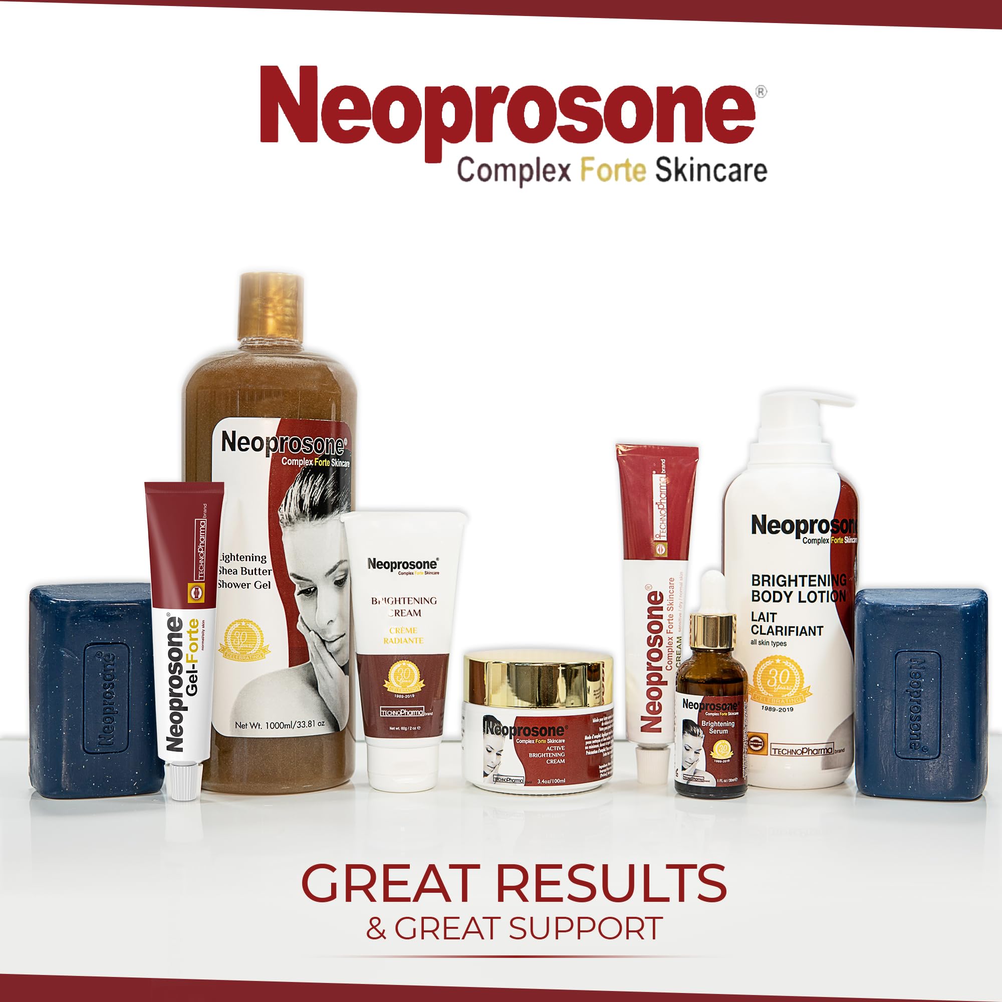 Packaging label reinforces Neoprosone branding and benefits.