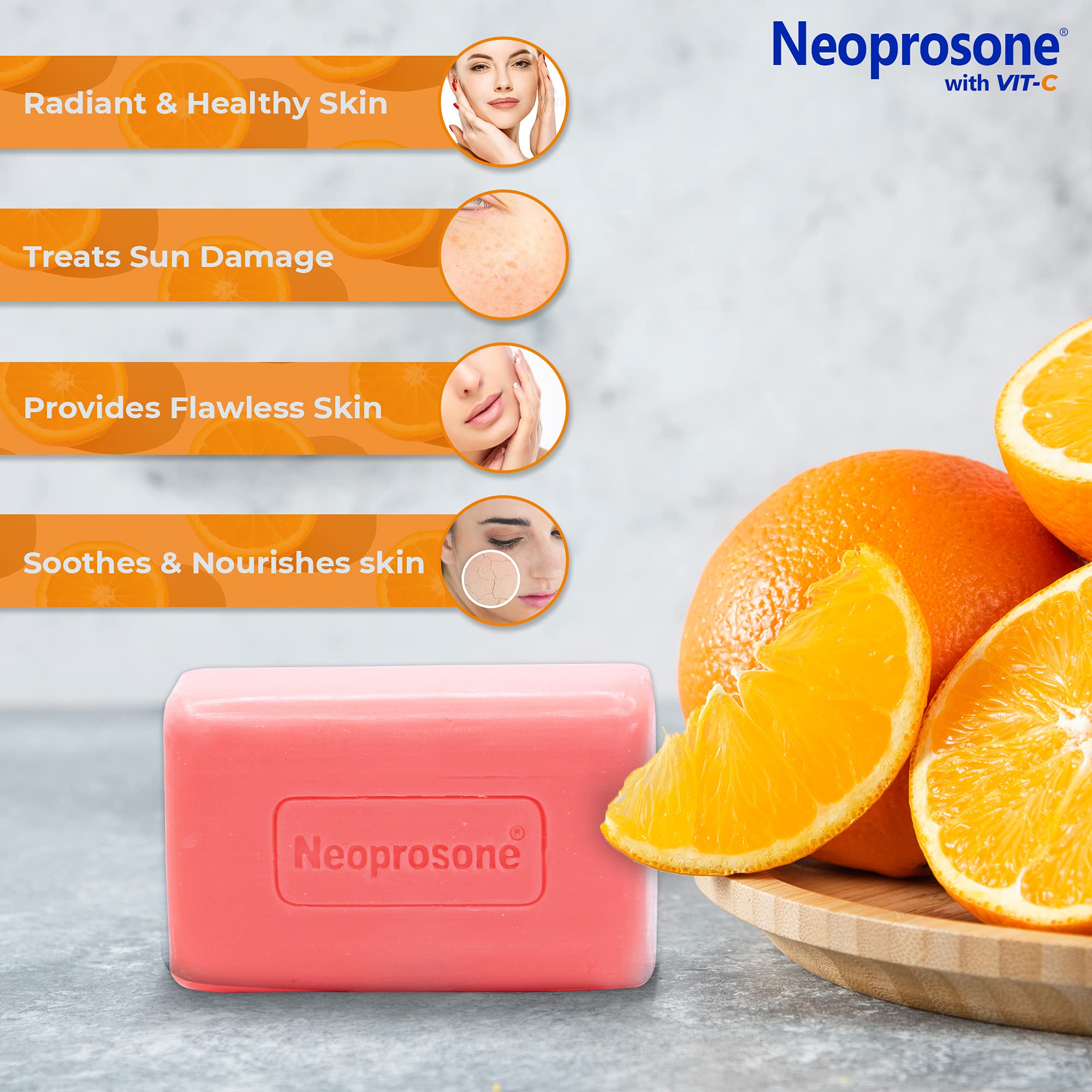Neoprosone Skin Brightening Soap rich lather demonstrates cleansing action.
