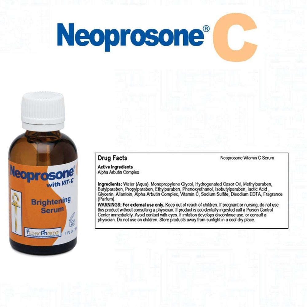 Neoprosone Vitamin C Serum box and bottle display for everyday use