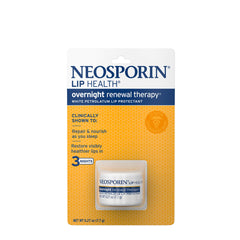 Neosporin Lip Health Overnight Renewal Therapy tube front view for smoother lips overnight.