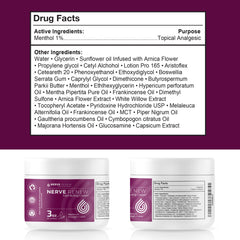 NERVE RENEW cream jar being dispensed shows easy application.