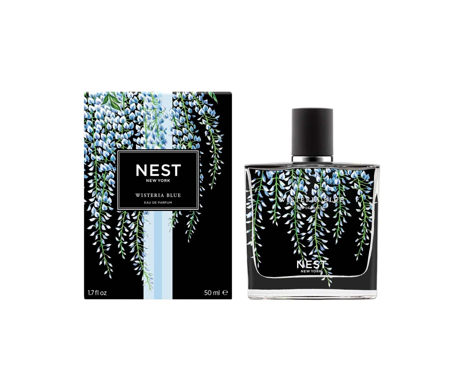 Nest Fragrances Wisteria Blue bottle showcases graceful floral notes for elegant daily wear.