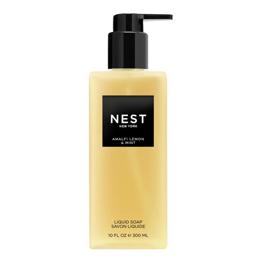 NEST New York Amalfi Lemon & Mint liquid soap pump cleanses hands with bright citrus scent