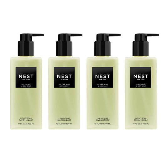 NEST New York Ocean Mist liquid soap bottle pour, refreshing cleanse for hands