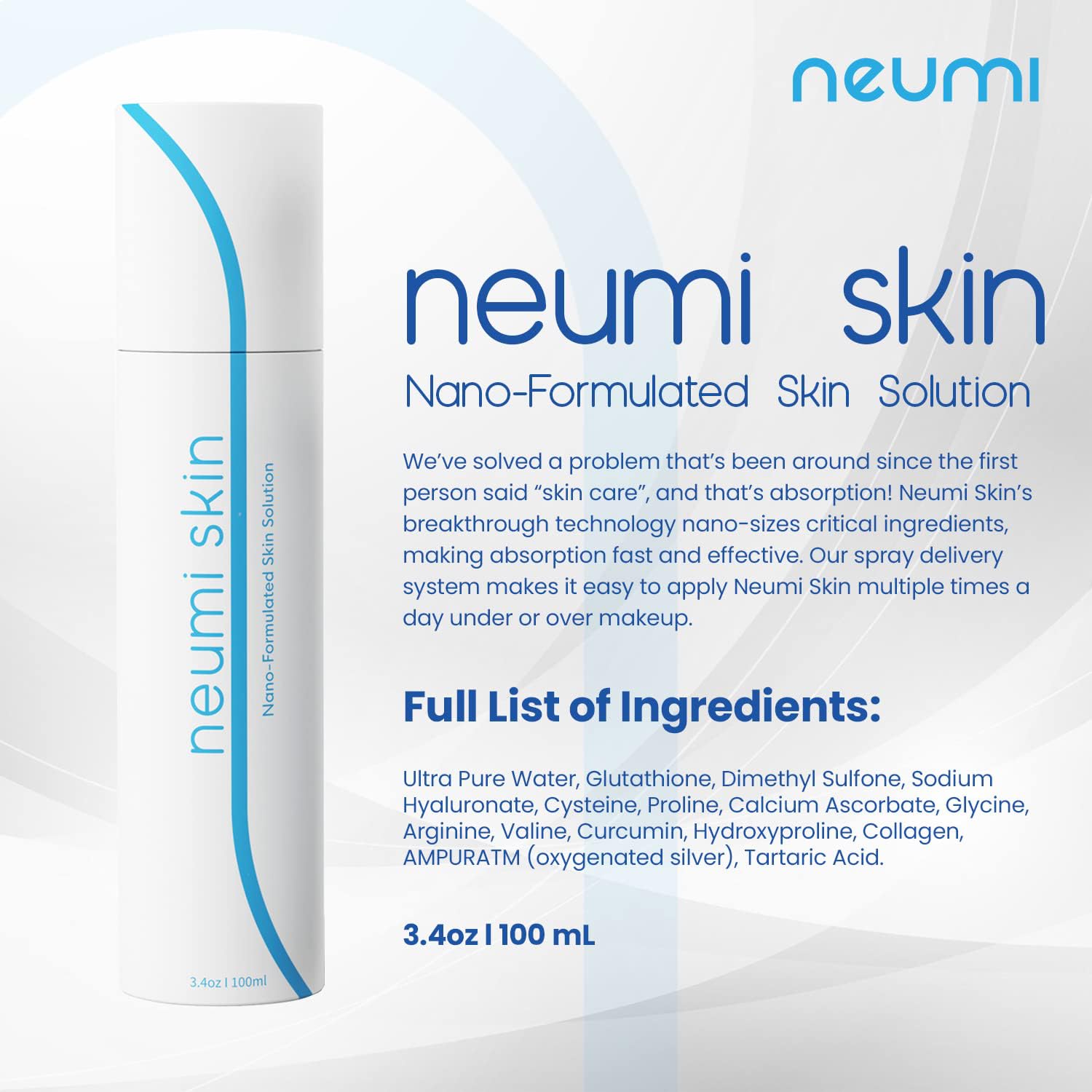 NEUMI SKIN face spray application on skin for quick hydration