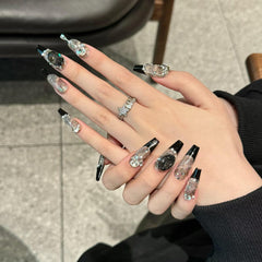 NEUQL fast-apply press-on nails in long square black for a quick manicure