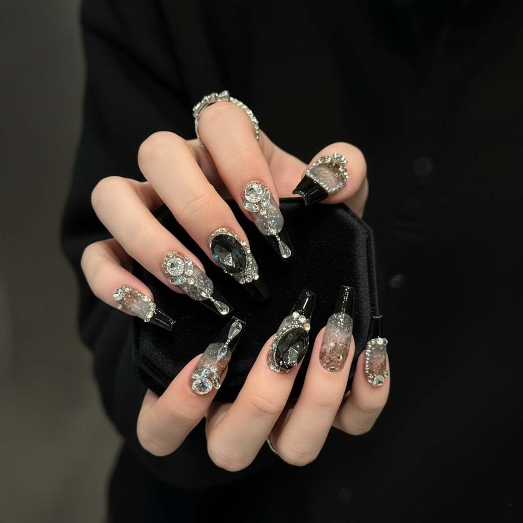 NEUQL reusable acrylic-gel nails kit in black ready for multiple wear