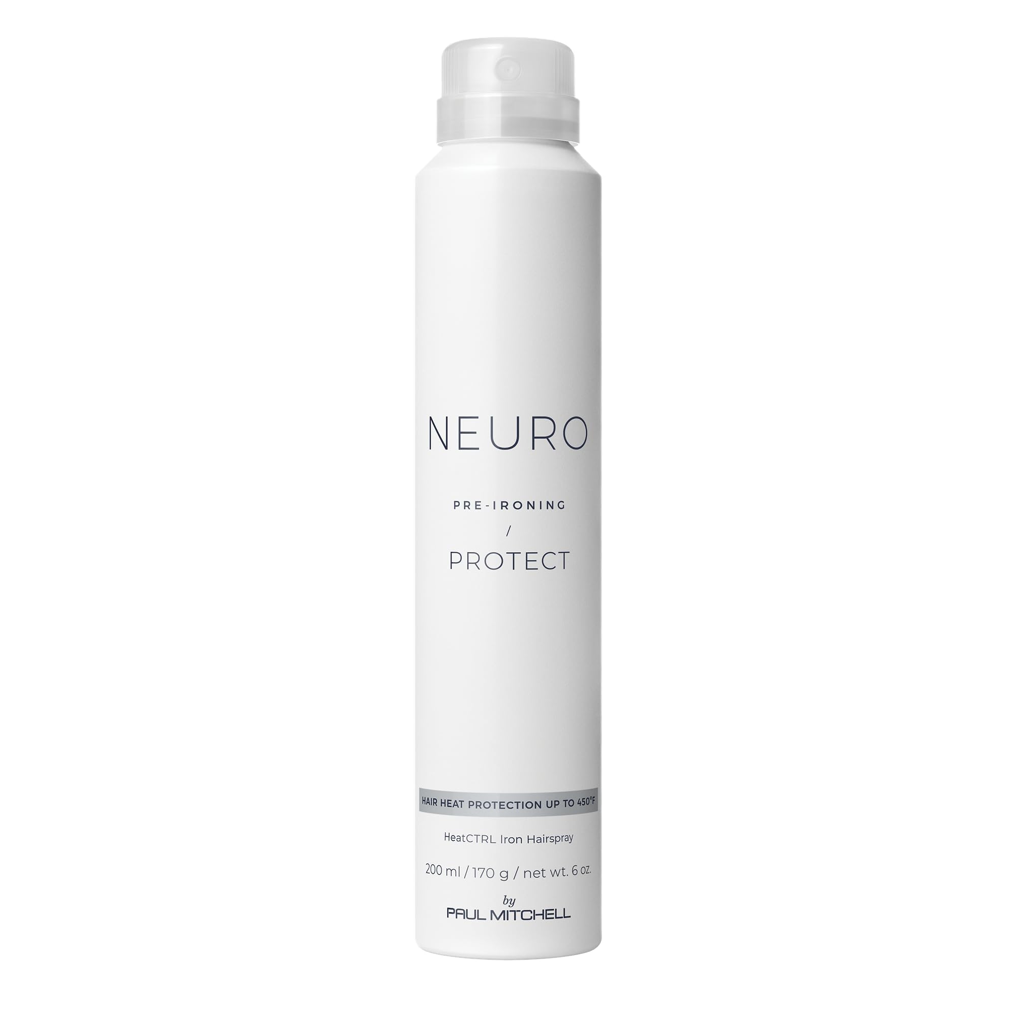 Neuro Protect HeatCTRL Iron Hairspray bottle front view shows shine and protection.