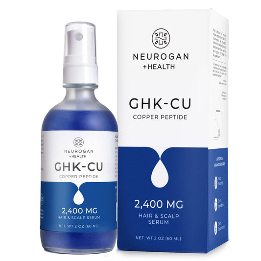 Neurogan GHK-Cu serum bottle shown for easy daily scalp care and light hydration.