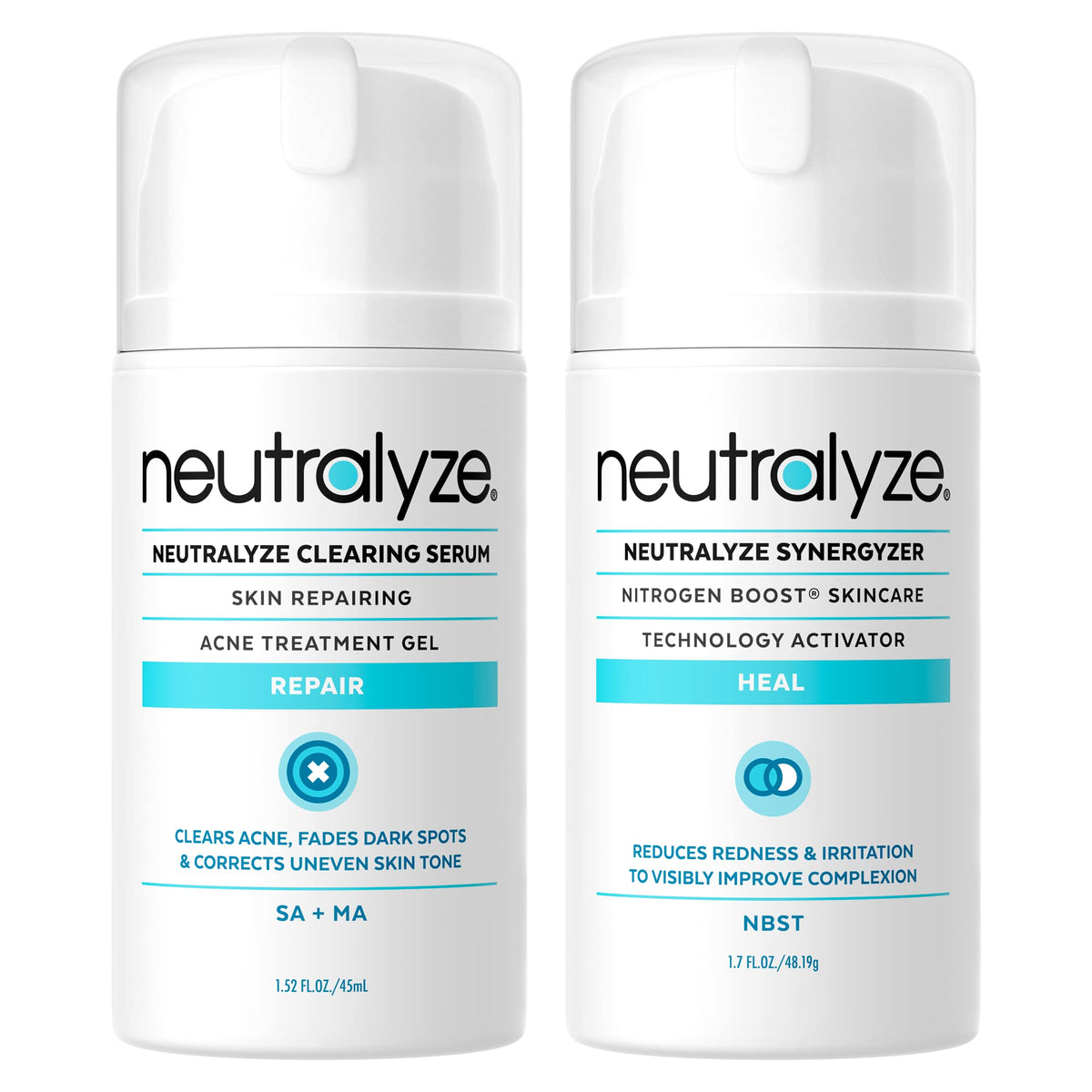 Neutralyze clearing serum bottle closeup for pore care and calm skin.