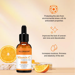 Neutriherbs Vitamin C Serum dropper releasing serum to smooth and hydrate skin
